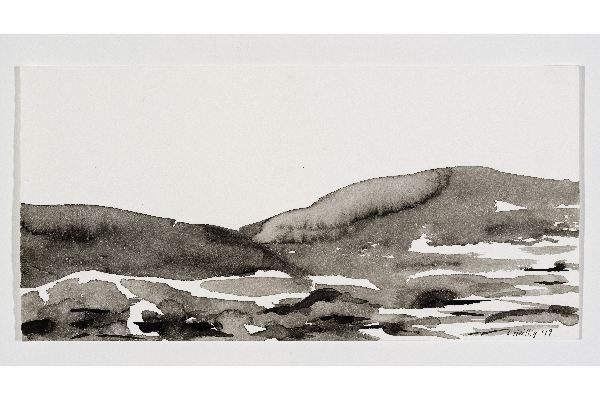 Making Space II, ink on Strathmore Watercolour, 12x6 in.